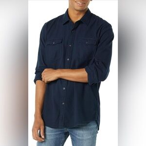 Men's Regular-Fit Long-Sleeve Two-Pocket Flannel Shirt Size: XL‎ Color: Navy